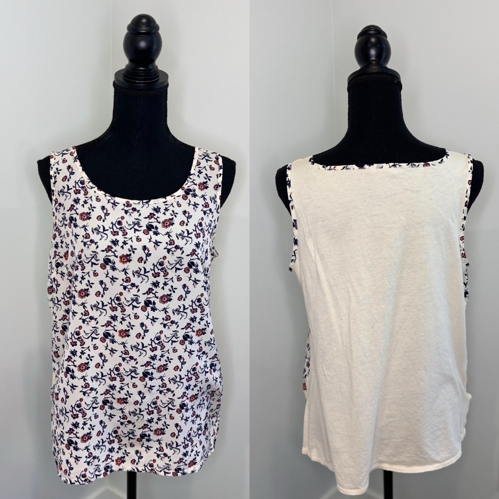 Ann Taylor Floral White Sleeveless Top (M)